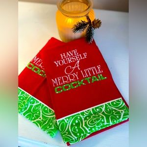 “Have Yourself A Merry Little Cocktail” Tea Towels. Set of Two.